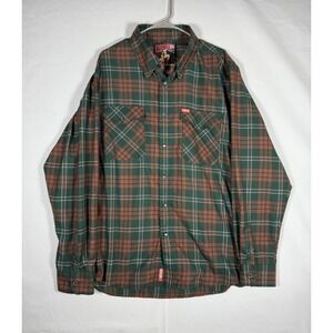 Dixxon Flannel Shirt Men's 2XL Red Green Mistletoe Long Sleeve Snap Front Pearls